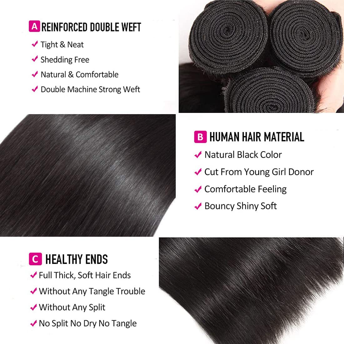 Straight 3 Bundles For Black Women