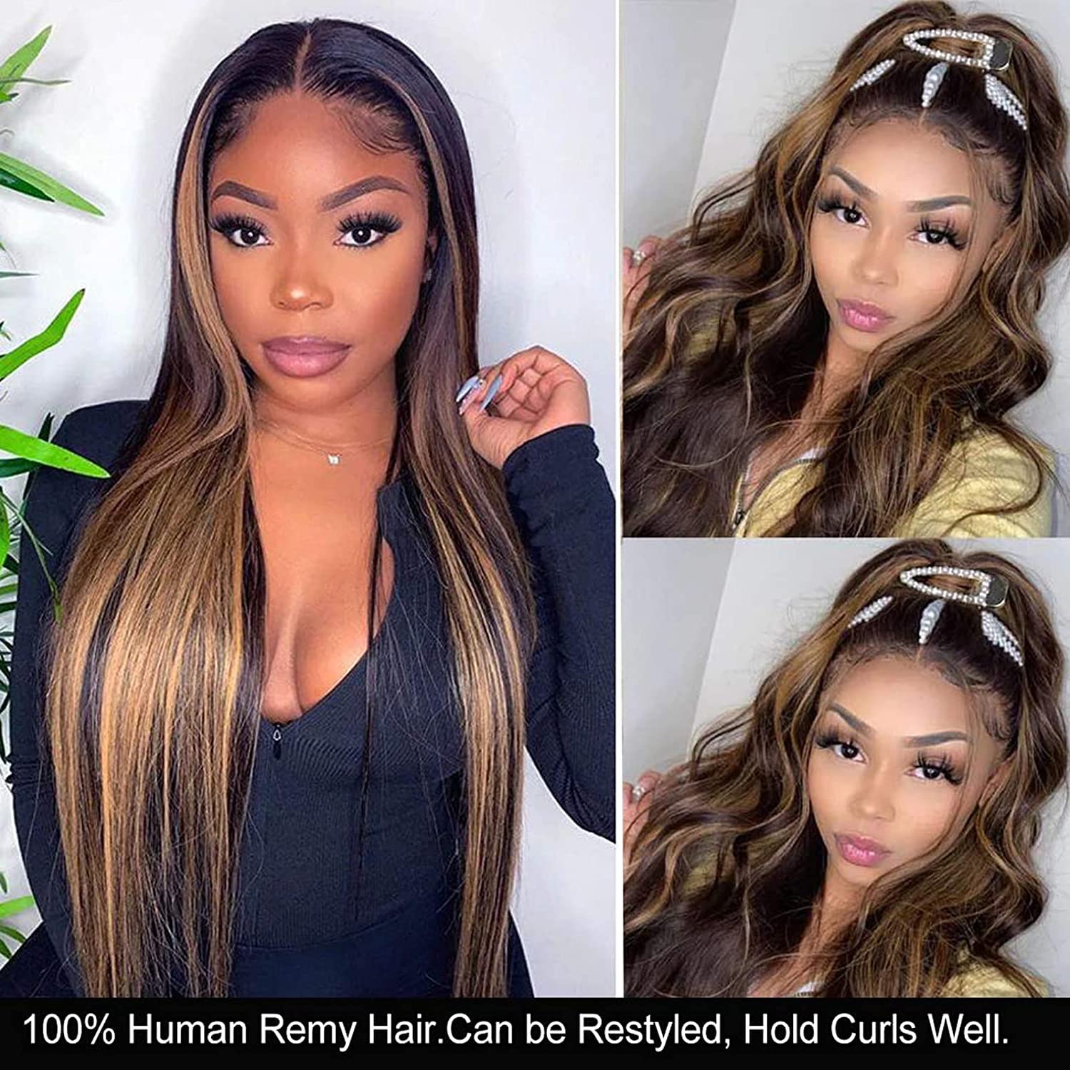Honey Blonde Straight 3 Bundles with Lace Closure