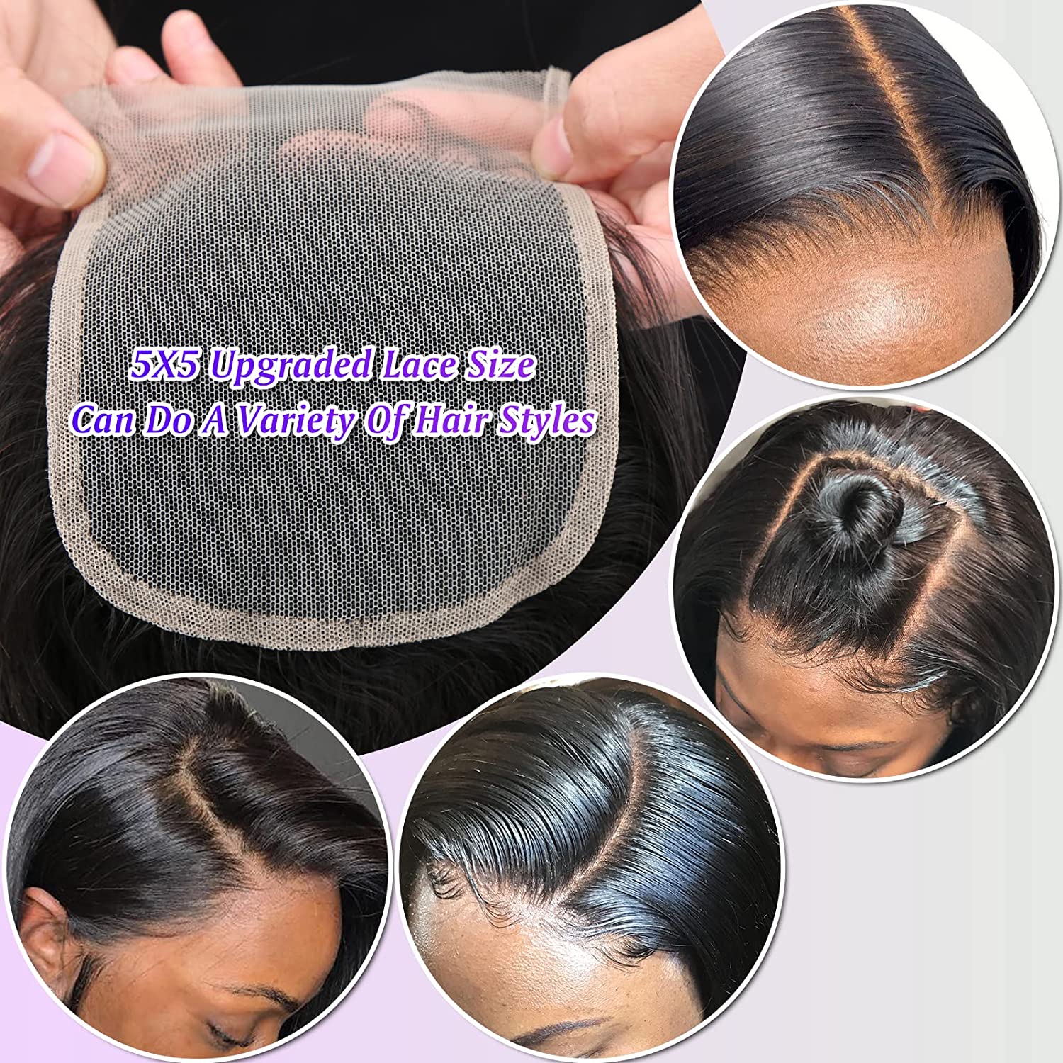 5x5 HD Lace Closure Body Wave Brazilian Virgin Hair Pre-Plucked