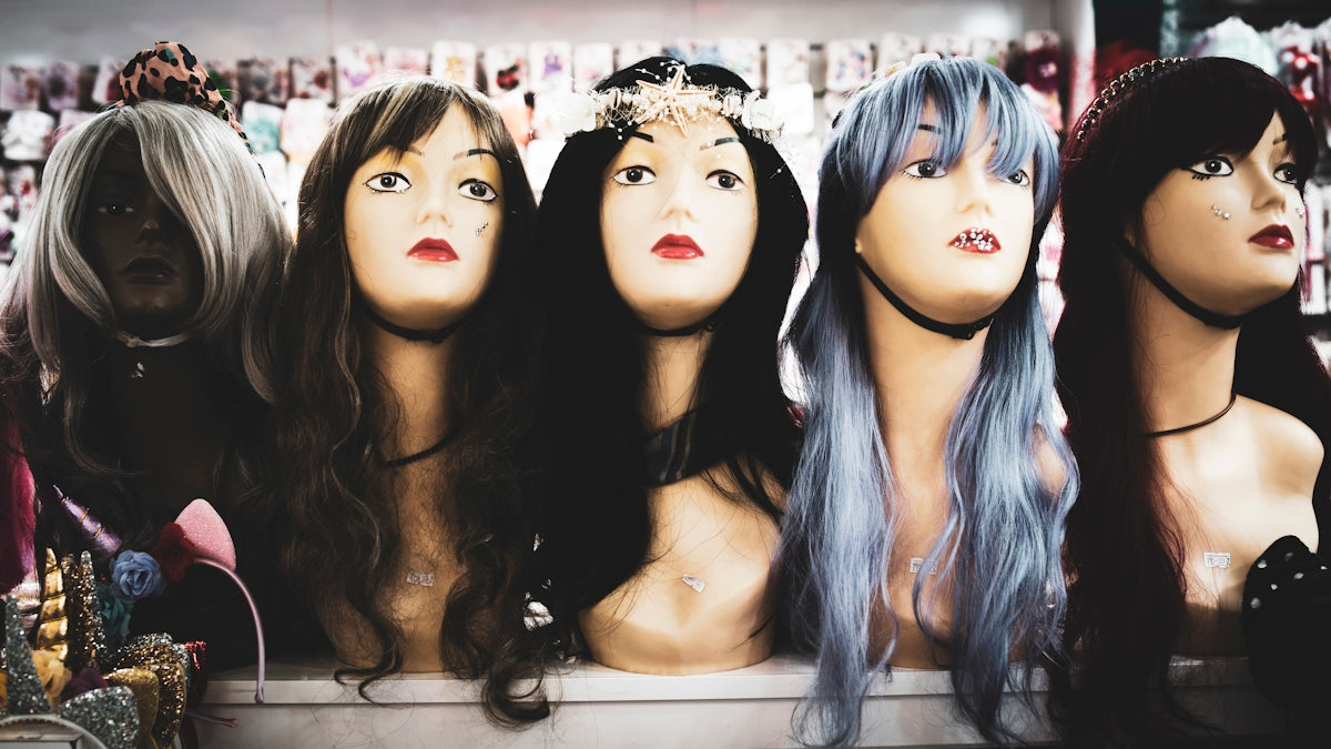 black, grey, and brown hair wigs