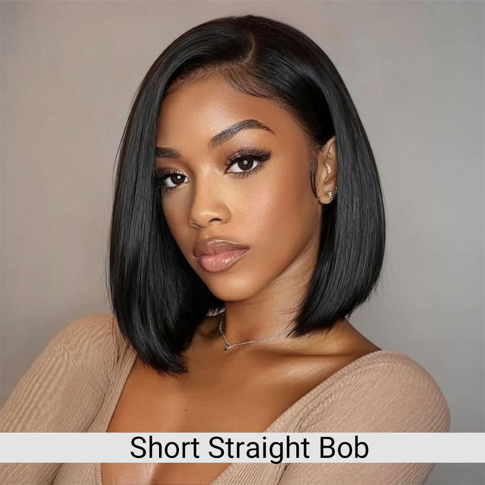 Real Wear and Go Glueless Bob Wigs 5x5 HD lace Short Straight Lace Front Wigs Human Hair