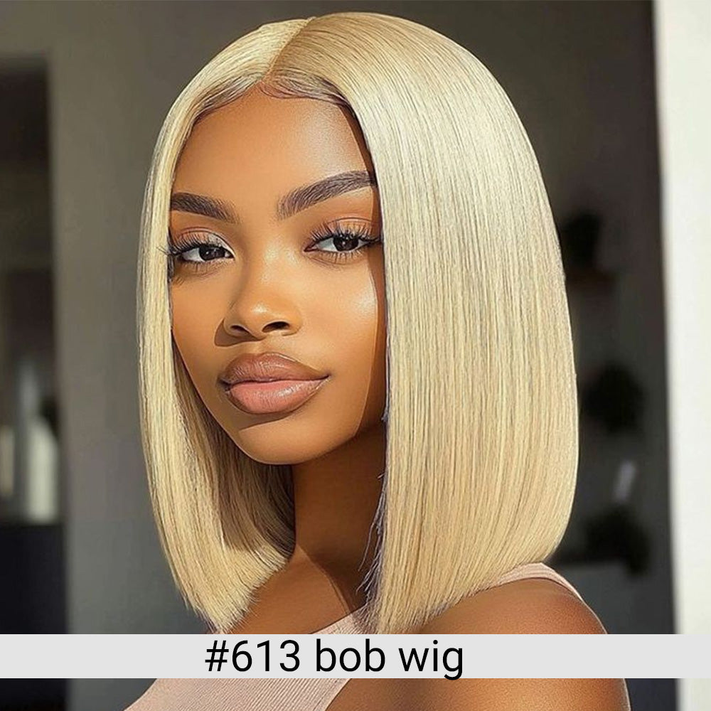 613 Blonde Short Bob Wig Human Hair 13X4 Lace Front Wigs with Baby Hair for Black Women Pre Plucked Straight Brazilian Virgin Hair Lace Frontal Wig