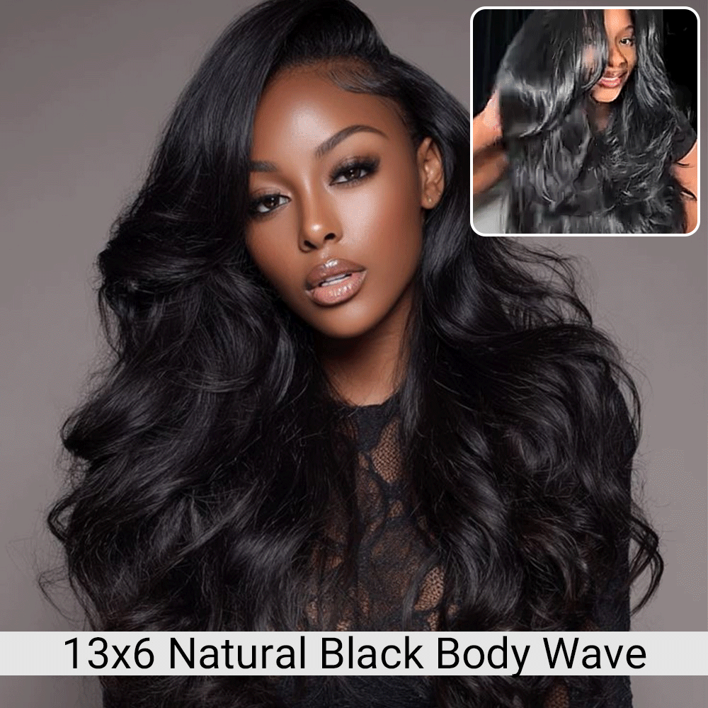 13X6 HD Lace Front Wigs Body Wave Natural Black Human Hair Wigs For Black Woman