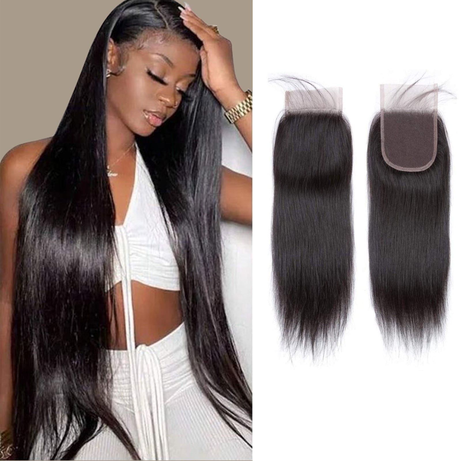 4x4 Real HD Lace Closure Pre Plucked Baby Straight Hair for Black Women