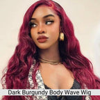 Dark Burgundy Rose Red Highlights Body Wave HD Lace Wig