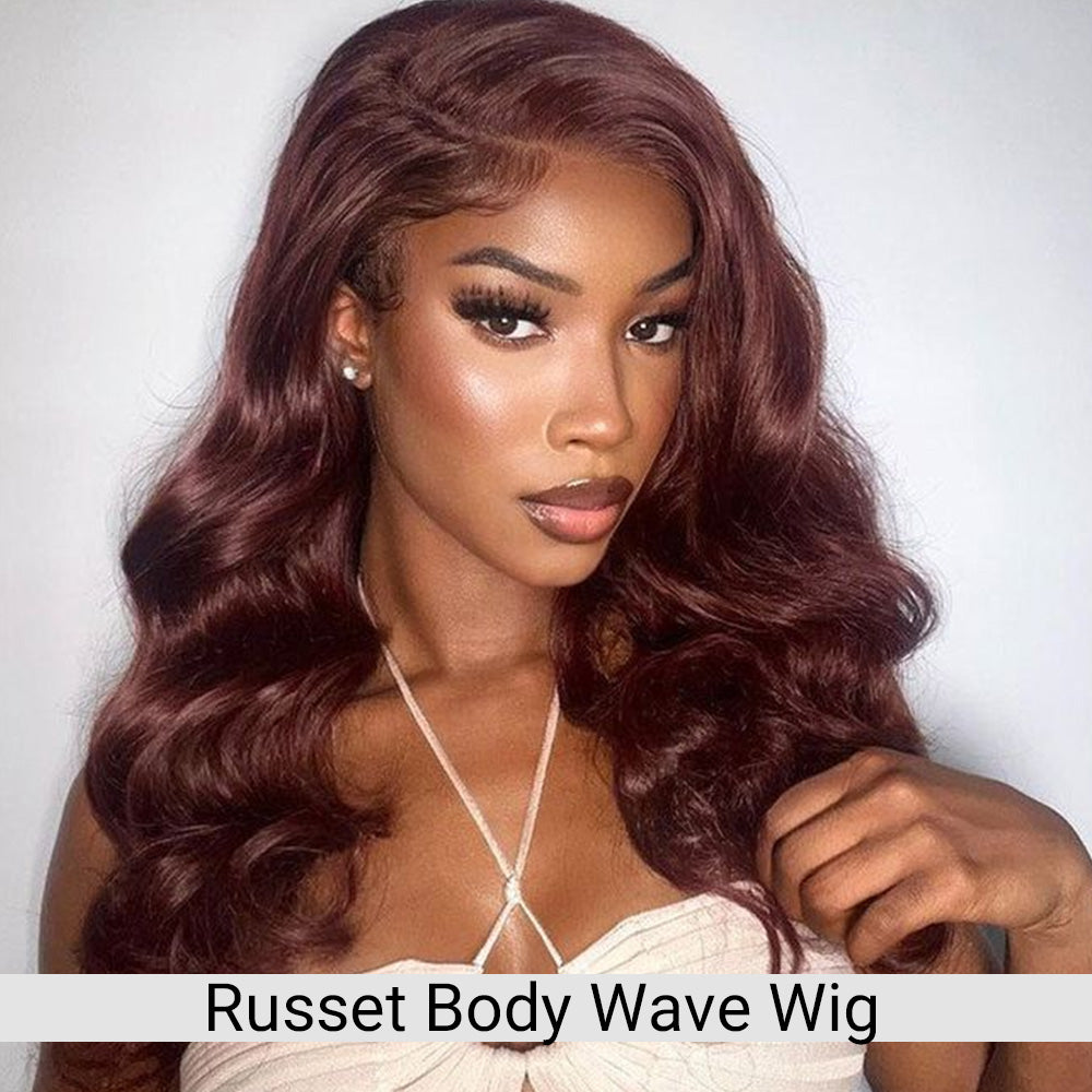 13x4 HD Lace Trimmed Russet Body Wave Human Hair Wig
