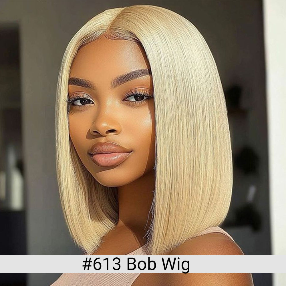 613 Blonde Short Bob Wig Human Hair 13X4 Lace Front Wigs with Baby Hair for Black Women Pre Plucked Straight Brazilian Virgin Hair Lace Frontal Wig