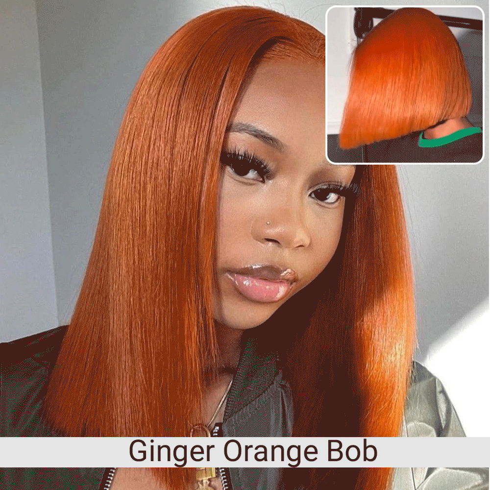 ginger bob wig human hair 13x4 HD Lace Front Wigs orange glueless wigs for women Straight Short Bob Lace Front Wigs Pre Plucked with Baby Hair