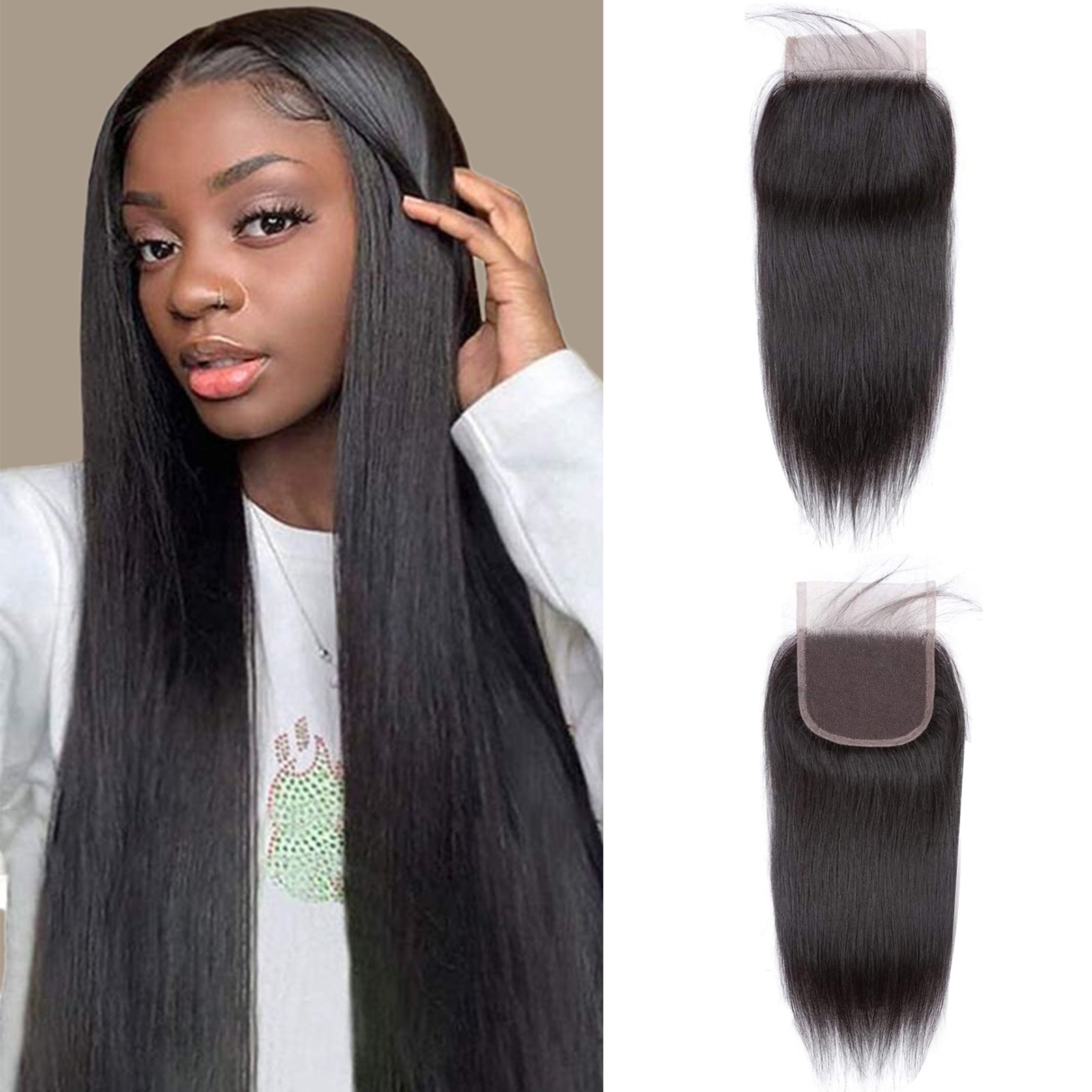 5x5 Real HD Lace Closure   Natural Black Straight Virgin Hair Swiss