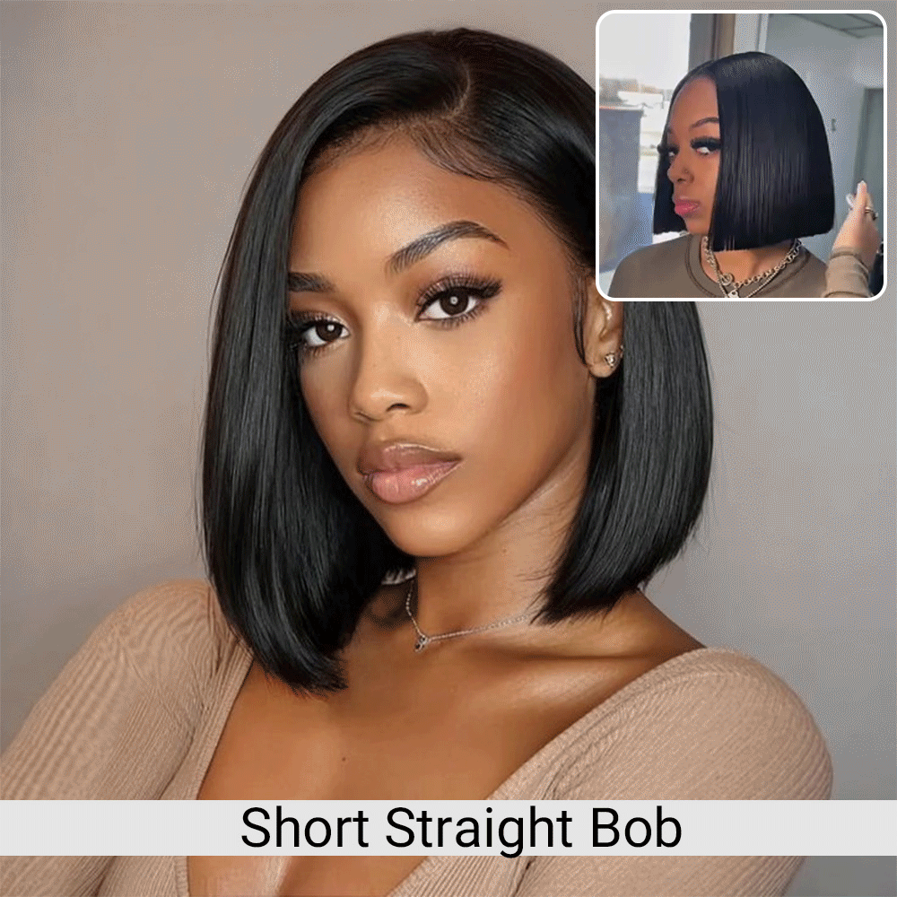 Real Wear and Go Glueless Bob Wigs 5x5 HD lace Short Straight Lace Front Wigs Human Hair
