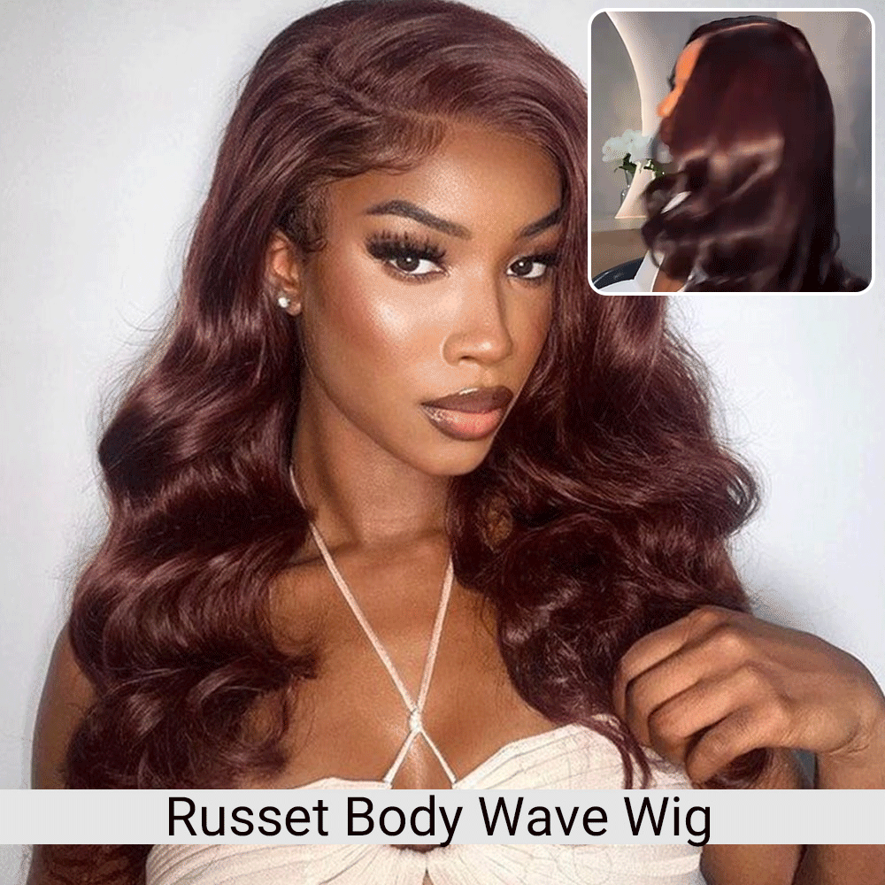 13x4 HD Lace Trimmed Russet Body Wave Human Hair Wig