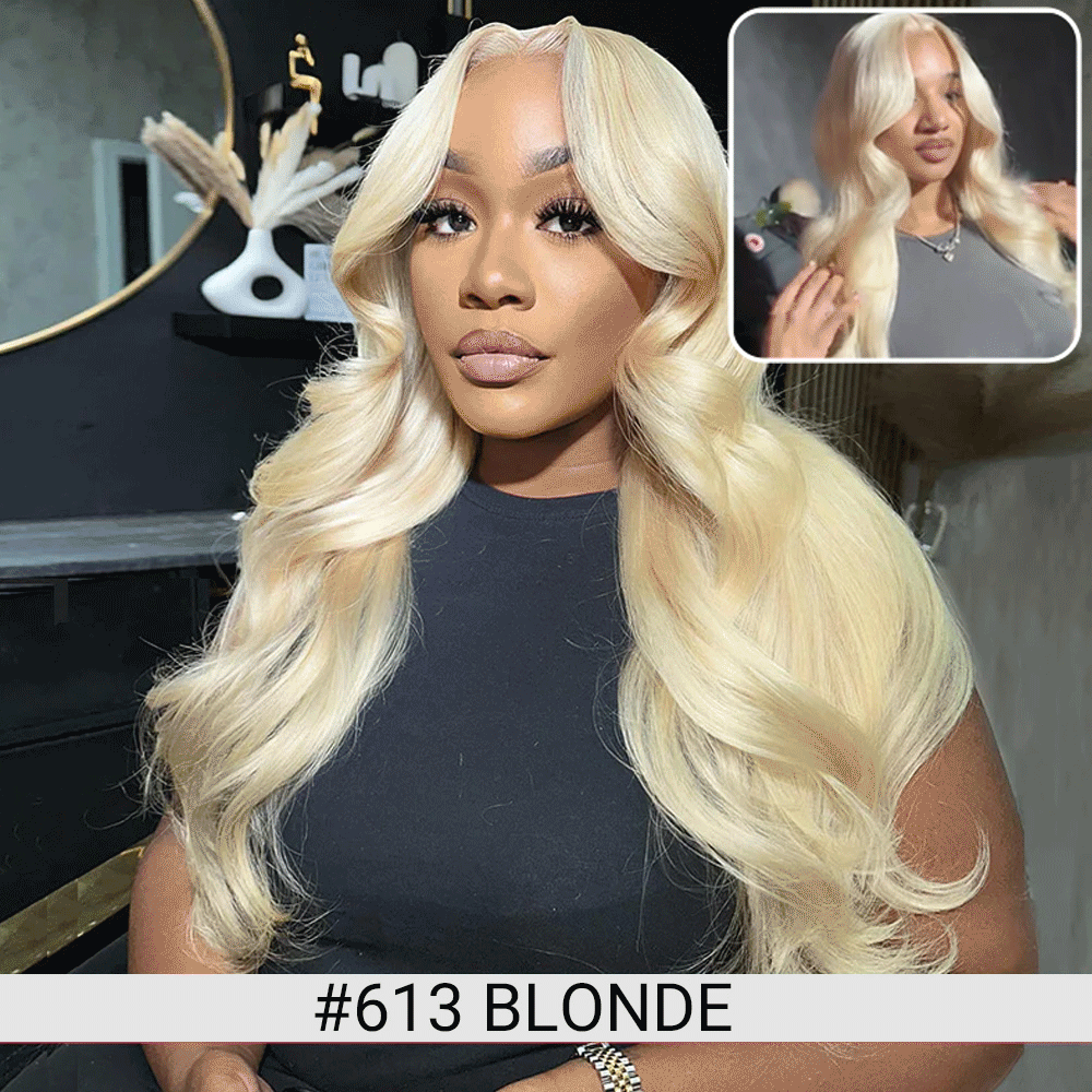 613 Blonde Human Hair Wigs 13X6 HD Transparent Lace Front Body Wave Wigs with Baby Hair for Black Women Pre Plucked Brazilian Virgin Hair Wig