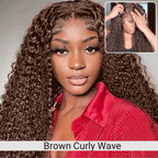 Ombre Brown Lace Front Wigs Human Hair Pre Plucked Curly Wave Brazilian Virgin Hair 13X4 HD Transparent Lace Frontal Wigs with Baby Hair