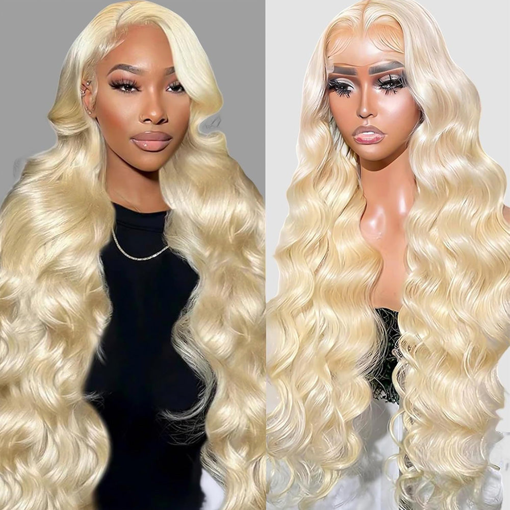 613 Blonde Human Hair Wigs 13X6 HD Transparent Lace Front Body Wave Wigs with Baby Hair for Black Women Pre Plucked Brazilian Virgin Hair Wig