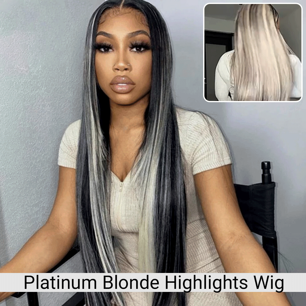 Platinum Blonde Highlights HD Lace 13x4 Lace Frontal Wig Mix Color Wig