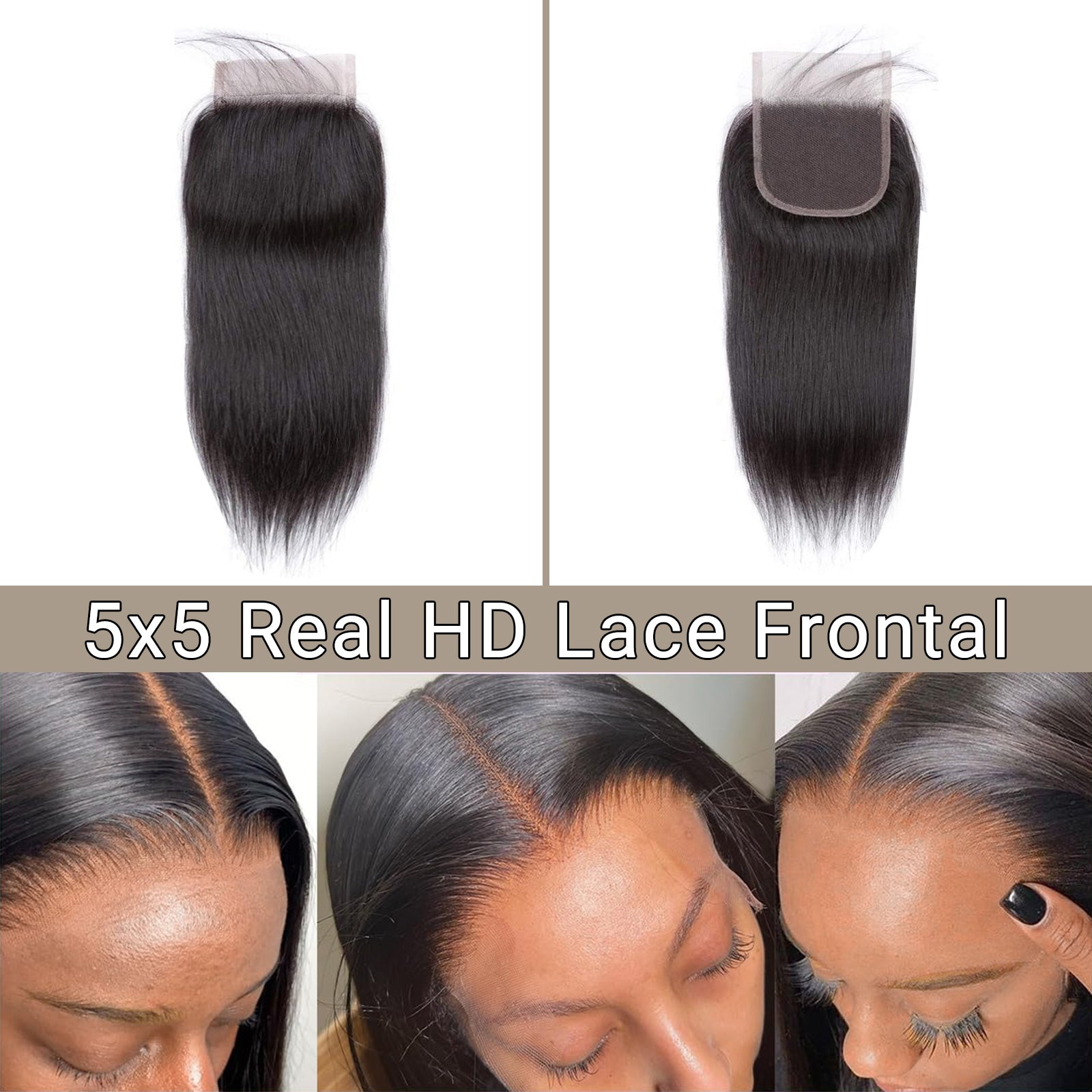 5x5 Real HD Lace Closure   Natural Black Straight Virgin Hair Swiss