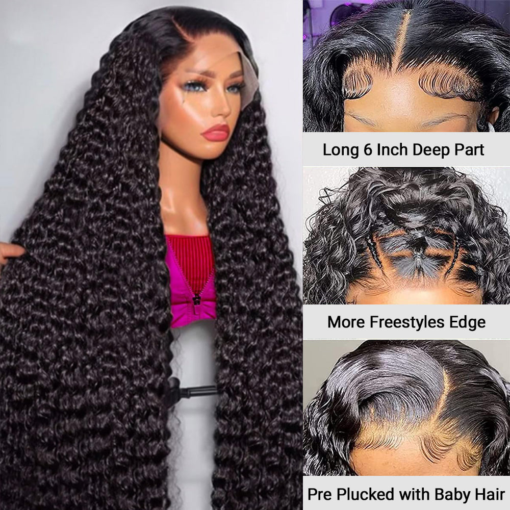 13x6 HD Lace Front Wig Deep Wave Human Hair for Black Women