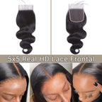 5x5 Real HD Lace Closure Body Wave Human Hair 0.10mm Ultra-thin Invisible HD Lace