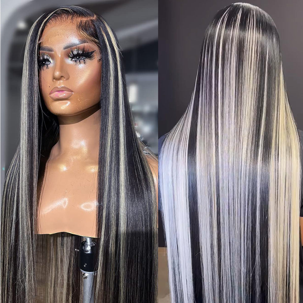 Platinum Blonde Highlights HD Lace 13x4 Lace Frontal Wig Mix Color Wig