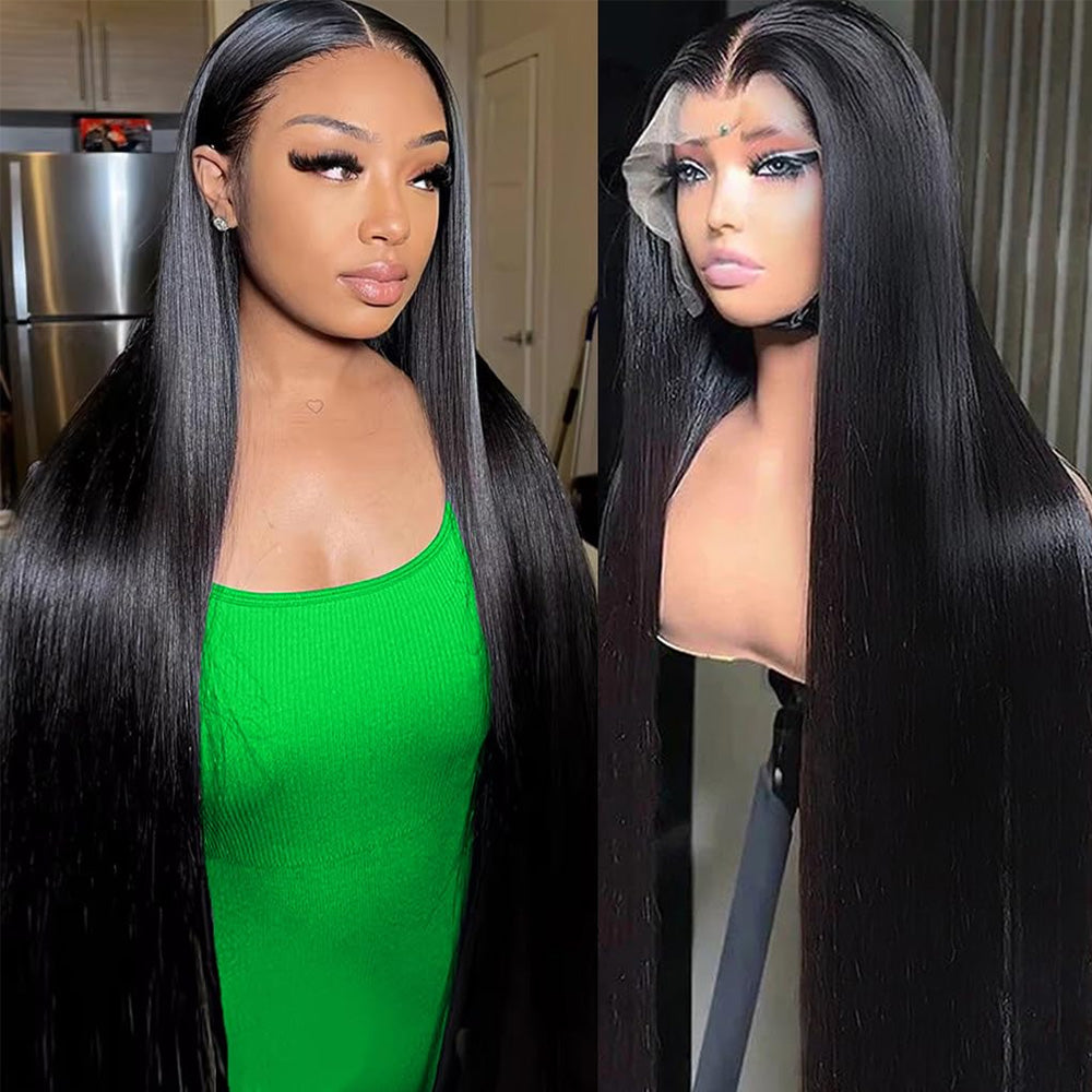 13X6 HD Lace Front Wigs Human Hair Wigs with Baby Hair for Black Women Pre Plucked Straight Brazilian Virgin Hair Lace Frontal Wig Natural Black