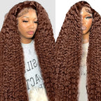 Ombre Brown Lace Front Wigs Human Hair Pre Plucked Curly Wave Brazilian Virgin Hair 13X4 HD Transparent Lace Frontal Wigs with Baby Hair