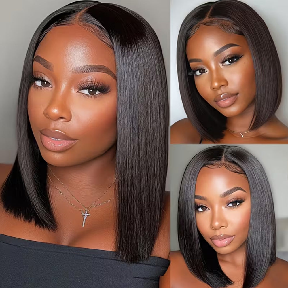 Real Wear and Go Glueless Bob Wigs 5x5 HD lace Short Straight Lace Front Wigs Human Hair