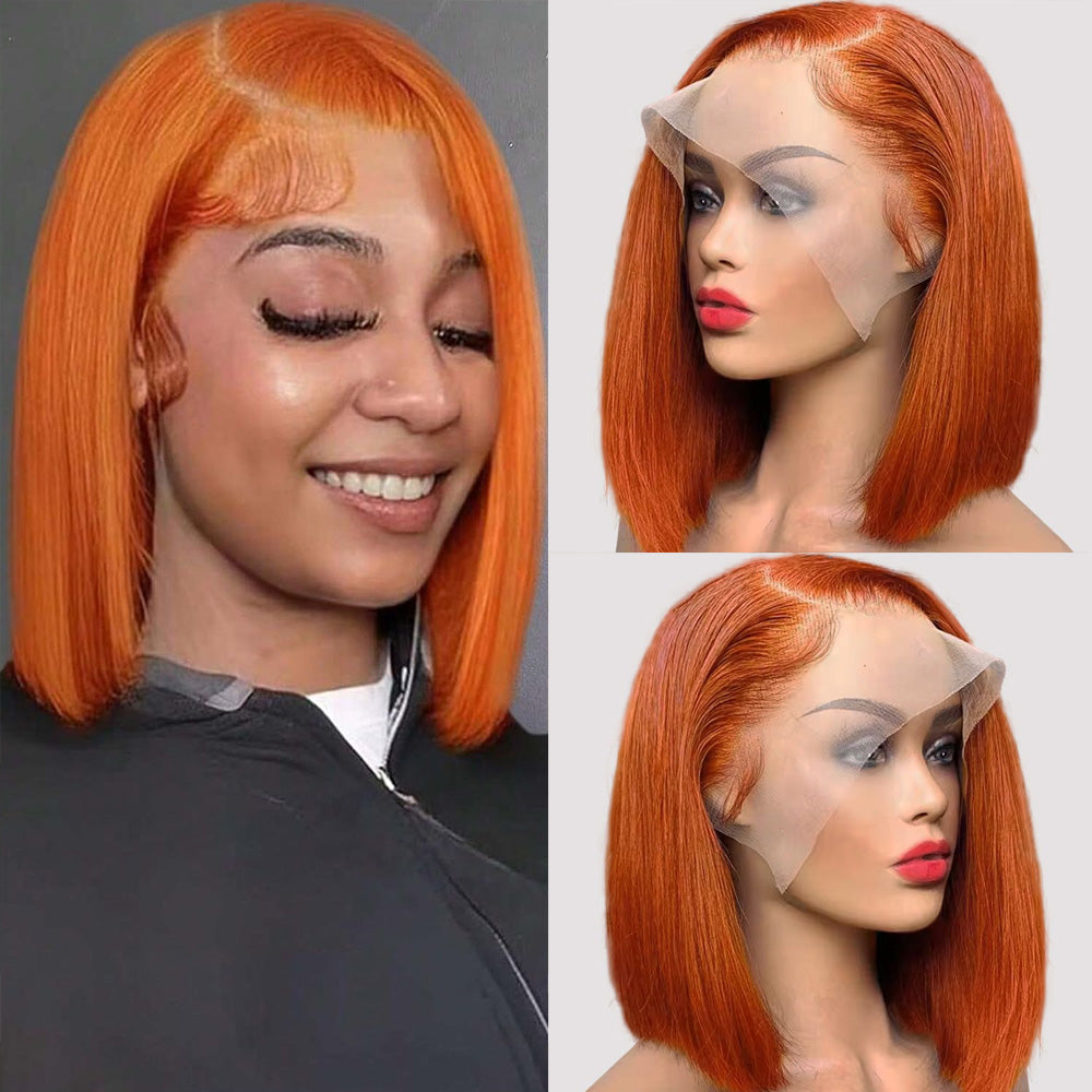 ginger bob wig human hair 13x4 HD Lace Front Wigs orange glueless wigs for women Straight Short Bob Lace Front Wigs Pre Plucked with Baby Hair