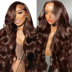 Chocolate Brown Body Wave Human Hair Wig 13x6 HD Lace Front Wig For Black Woman
