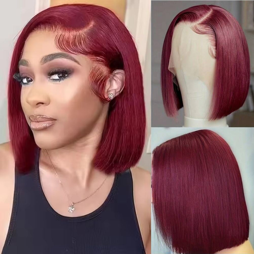 99 J Burgundy Wigs Straight Short Bob Wig