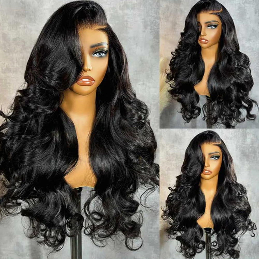 13X6 HD Lace Front Wigs Body Wave Natural Black Human Hair Wigs For Black Woman
