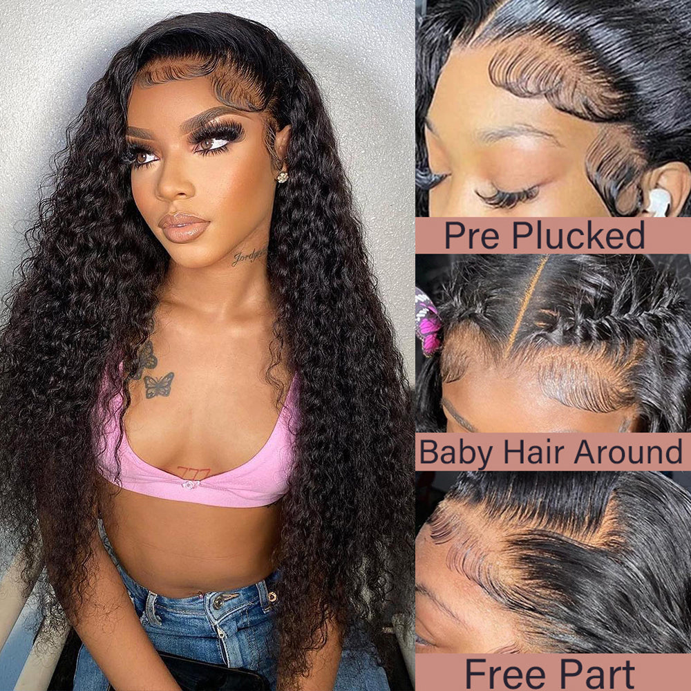 Deep Wave Hair 3 Bundles with Lace Closure