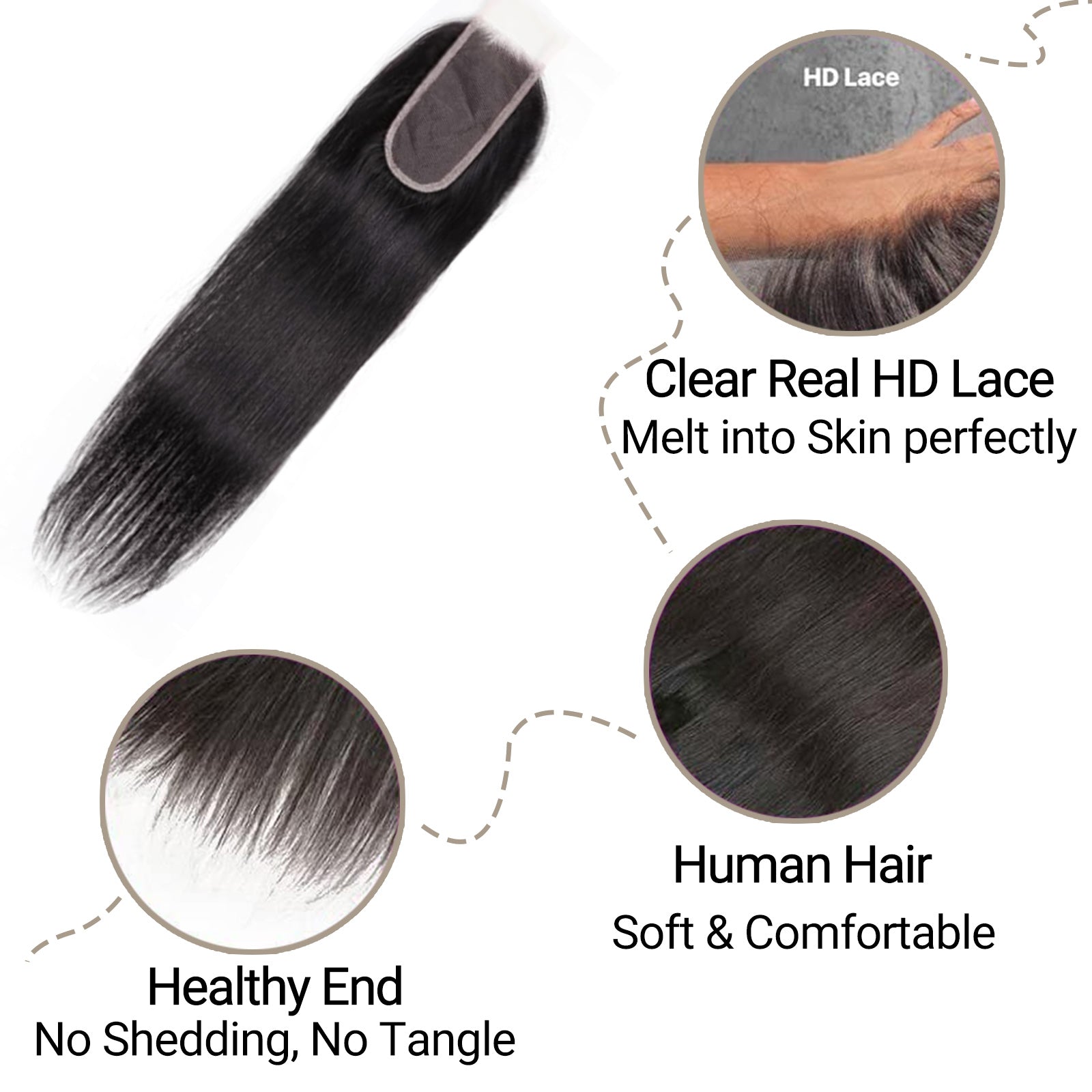 2x6 Real HD Lace Closure  Straight Human Hair