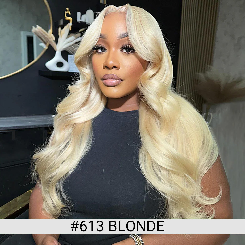 613 Blonde Human Hair Wigs 13X6 HD Transparent Lace Front Body Wave Wigs with Baby Hair for Black Women Pre Plucked Brazilian Virgin Hair Wig