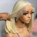 613 Blonde Short Bob Wig Human Hair 13X4 Lace Front Wigs with Baby Hair for Black Women Pre Plucked Straight Brazilian Virgin Hair Lace Frontal Wig