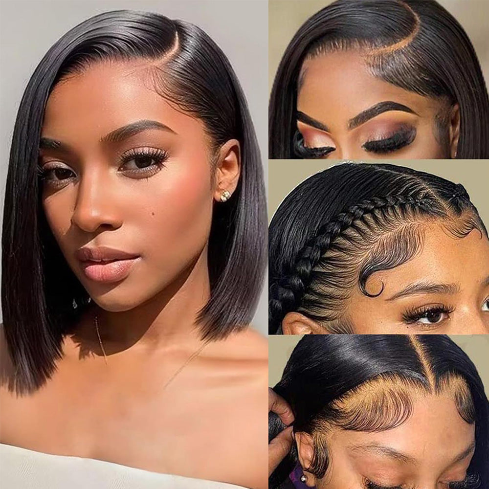 Real Wear and Go Glueless Bob Wigs 5x5 HD lace Short Straight Lace Front Wigs Human Hair