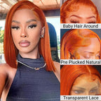 ginger bob wig human hair 13x4 HD Lace Front Wigs orange glueless wigs for women Straight Short Bob Lace Front Wigs Pre Plucked with Baby Hair