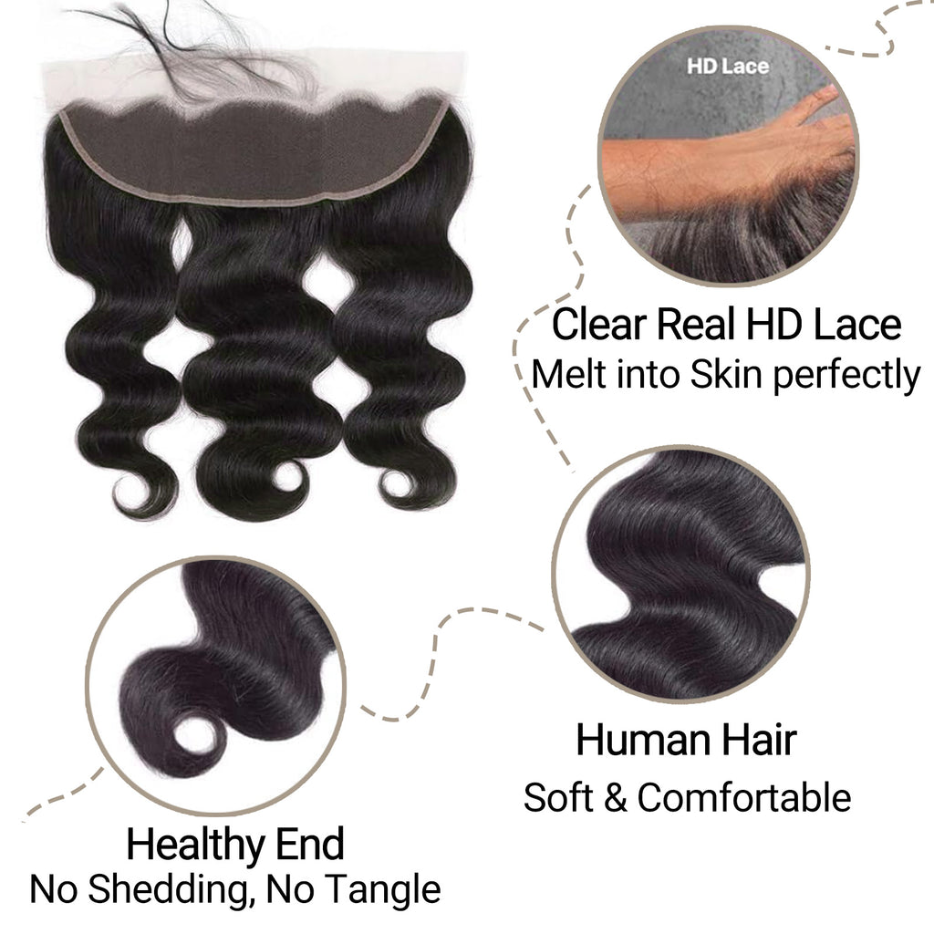 13x4 HD Lace Frontal closure Virgin Body Wave Human Hair