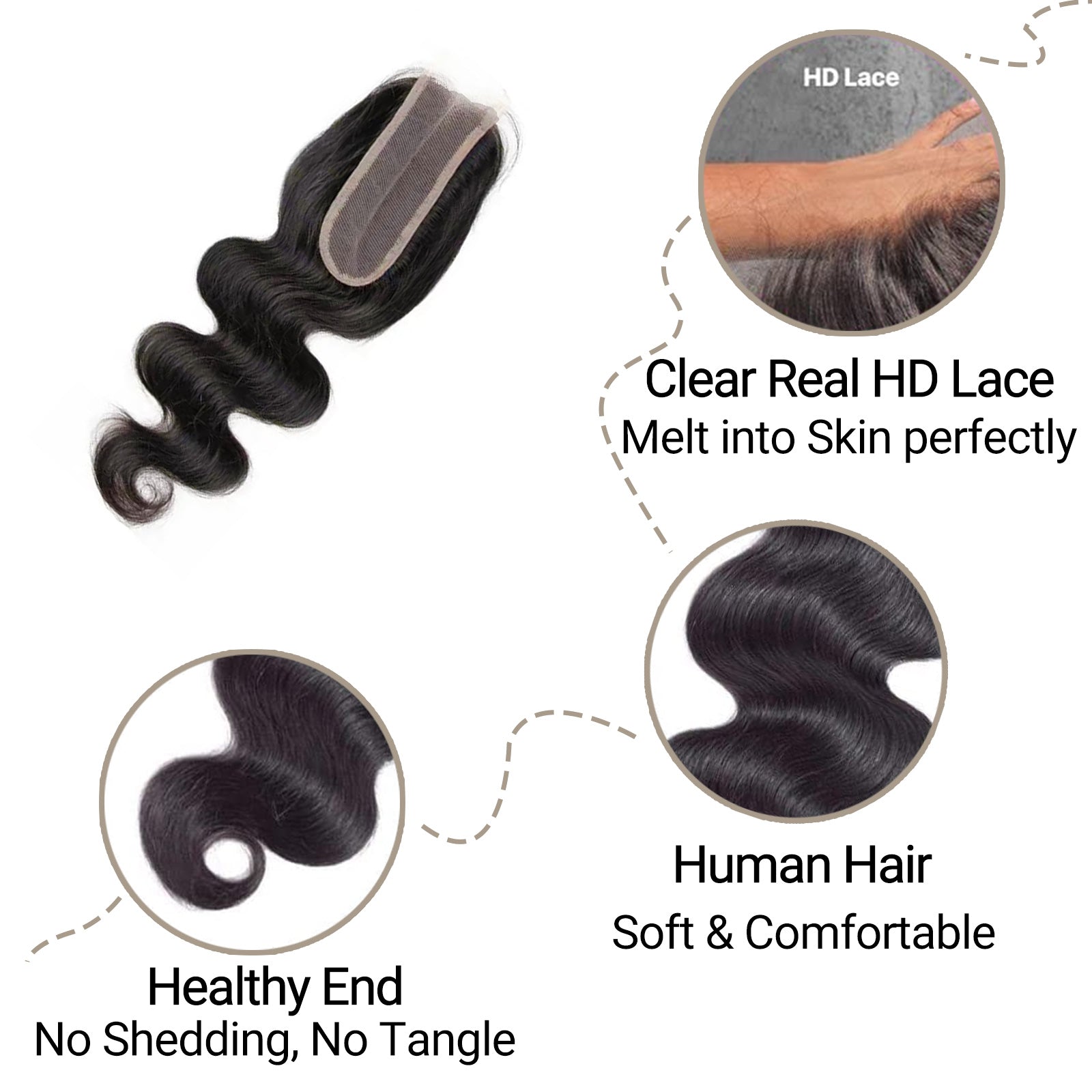 2x6 real HD Lace Closure Body Wave Virgin Human Hair