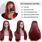 Burgundy 99J Lace Front Wigs Human Hair Pre Plucked Wine Red 13x4 Straight Lace Frontal Wig with Baby Hair for Black Women