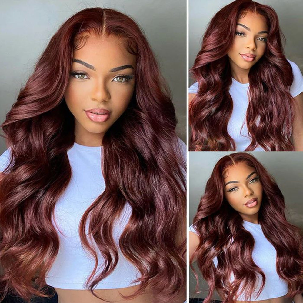13x4 HD Lace Trimmed Russet Body Wave Human Hair Wig