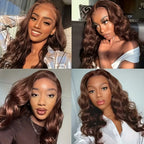 Chocolate Brown Body Wave Human Hair Wig 13x6 HD Lace Front Wig For Black Woman