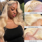 613 Blonde Human Hair Wigs 13X6 HD Transparent Lace Front Body Wave Wigs with Baby Hair for Black Women Pre Plucked Brazilian Virgin Hair Wig