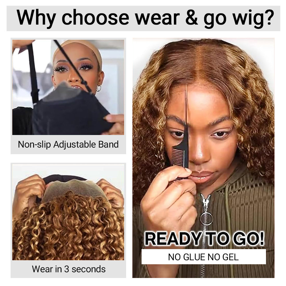 Ombre Brown Lace Front Wigs Human Hair Pre Plucked Curly Wave Brazilian Virgin Hair 13X4 HD Transparent Lace Frontal Wigs with Baby Hair