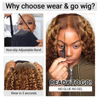 Ombre Brown Lace Front Wigs Human Hair Pre Plucked Curly Wave Brazilian Virgin Hair 13X4 HD Transparent Lace Frontal Wigs with Baby Hair