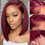 99 J Burgundy Wigs Straight Short Bob Wig