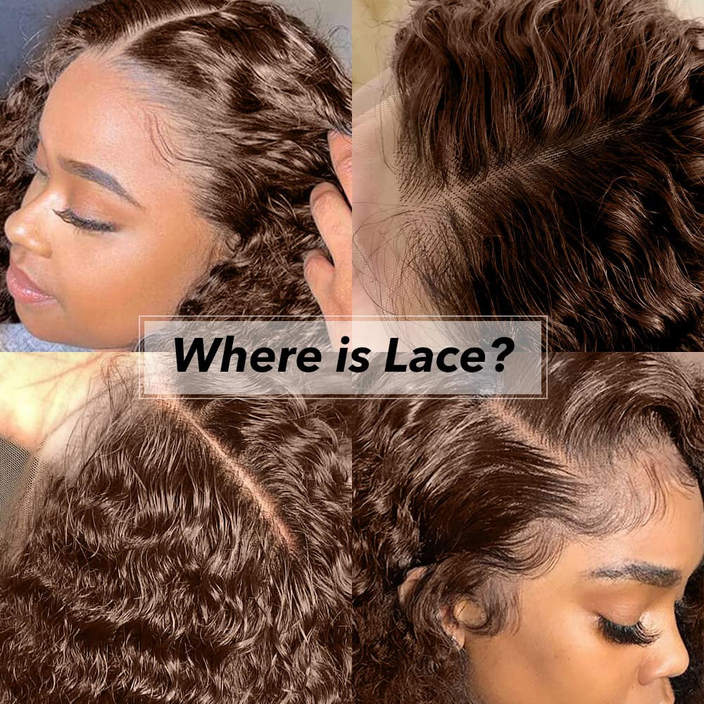 Ombre Brown Lace Front Wigs Human Hair Pre Plucked Curly Wave Brazilian Virgin Hair 13X4 HD Transparent Lace Frontal Wigs with Baby Hair