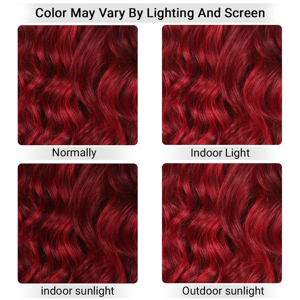 Dark Burgundy Rose Red Highlights Body Wave HD Lace Wig