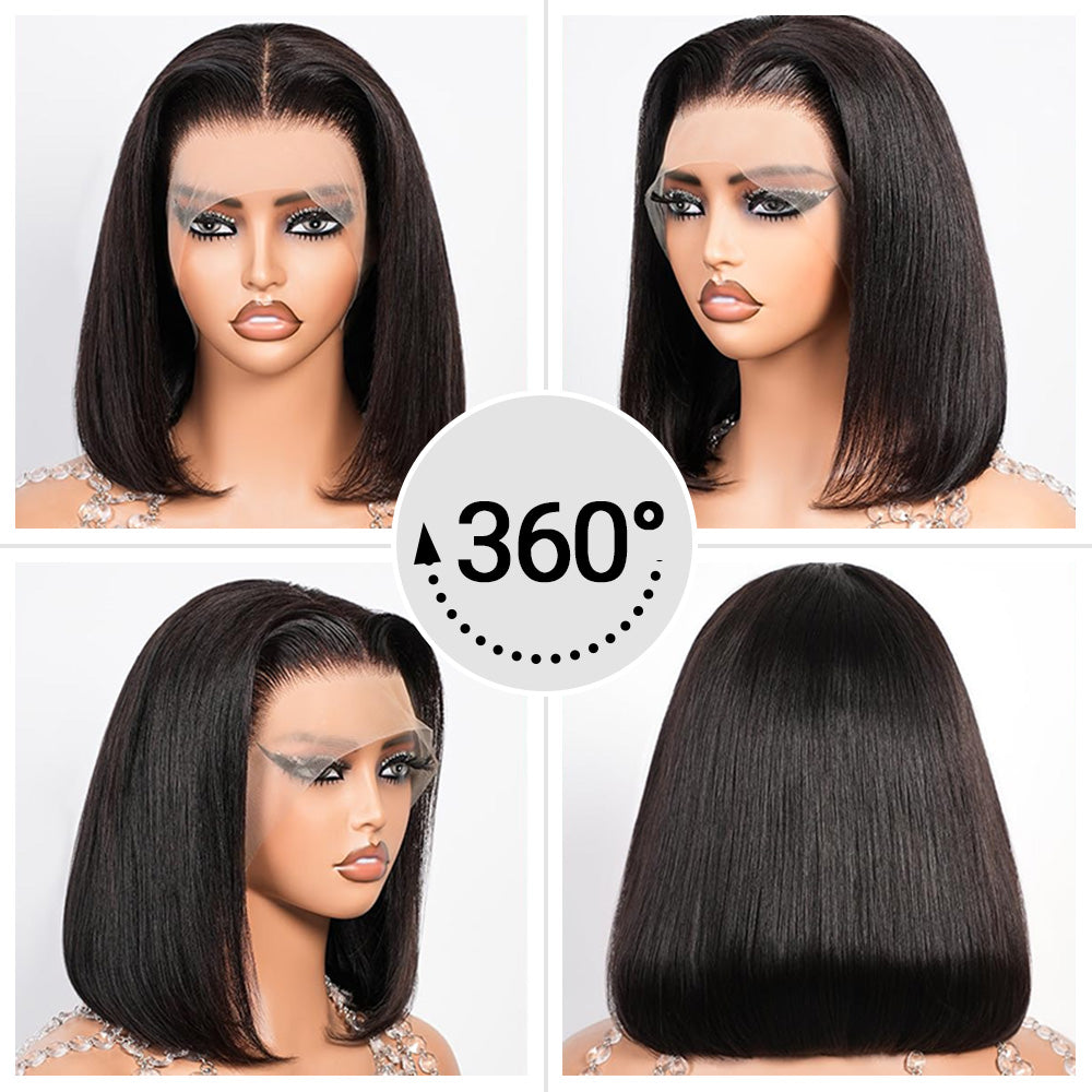 Real Wear and Go Glueless Bob Wigs 5x5 HD lace Short Straight Lace Front Wigs Human Hair