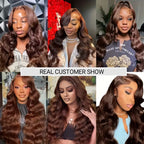 Chocolate Brown Body Wave Human Hair Wig 13x6 HD Lace Front Wig For Black Woman