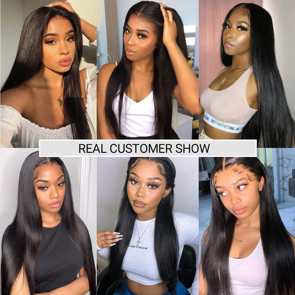 13X6 HD Lace Front Wigs Human Hair Wigs with Baby Hair for Black Women Pre Plucked Straight Brazilian Virgin Hair Lace Frontal Wig Natural Black